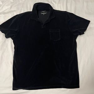 TODD SNYDER Black Terrycloth Polo Shirt - Size Large